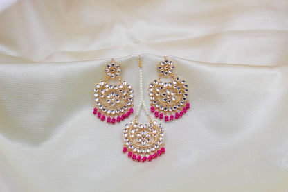 KUNDAN TIKKA SET WITH PINK PEARL