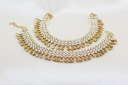 OXIDISED STONE AND PEARL ANKLETS