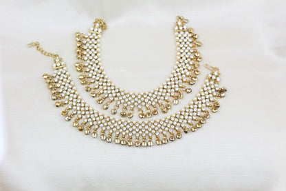 OXIDISED STONE AND PEARL ANKLETS