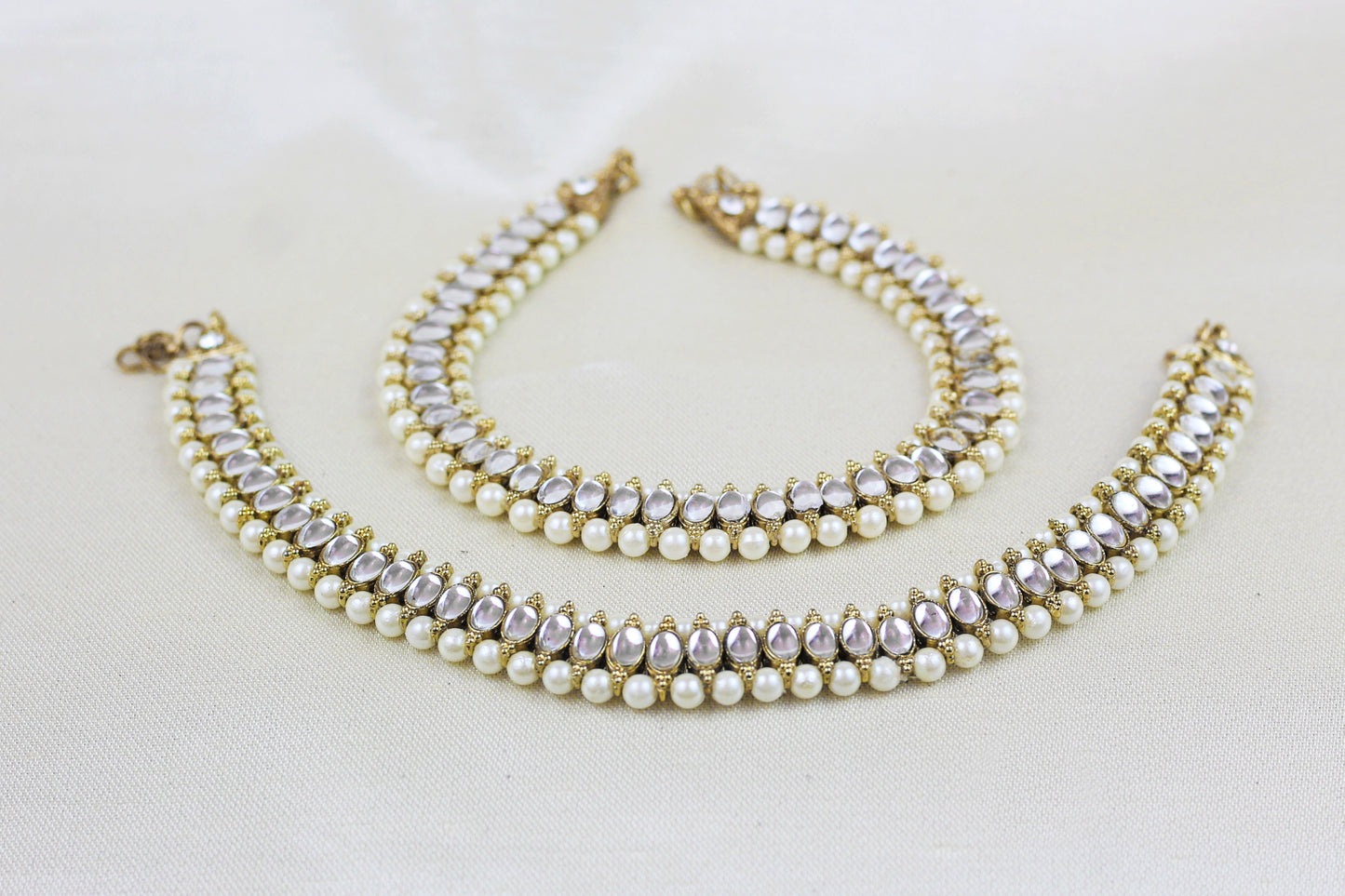 KUNDAN AND PEARL ANKLETS