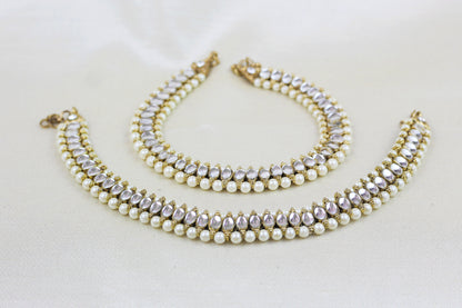 KUNDAN AND PEARL ANKLETS