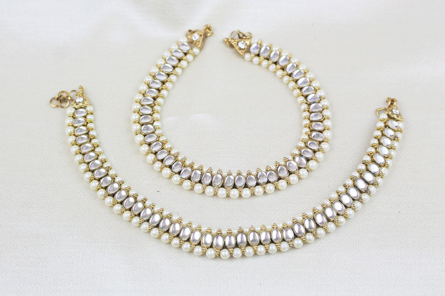 KUNDAN AND PEARL ANKLETS