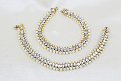 KUNDAN AND PEARL ANKLETS