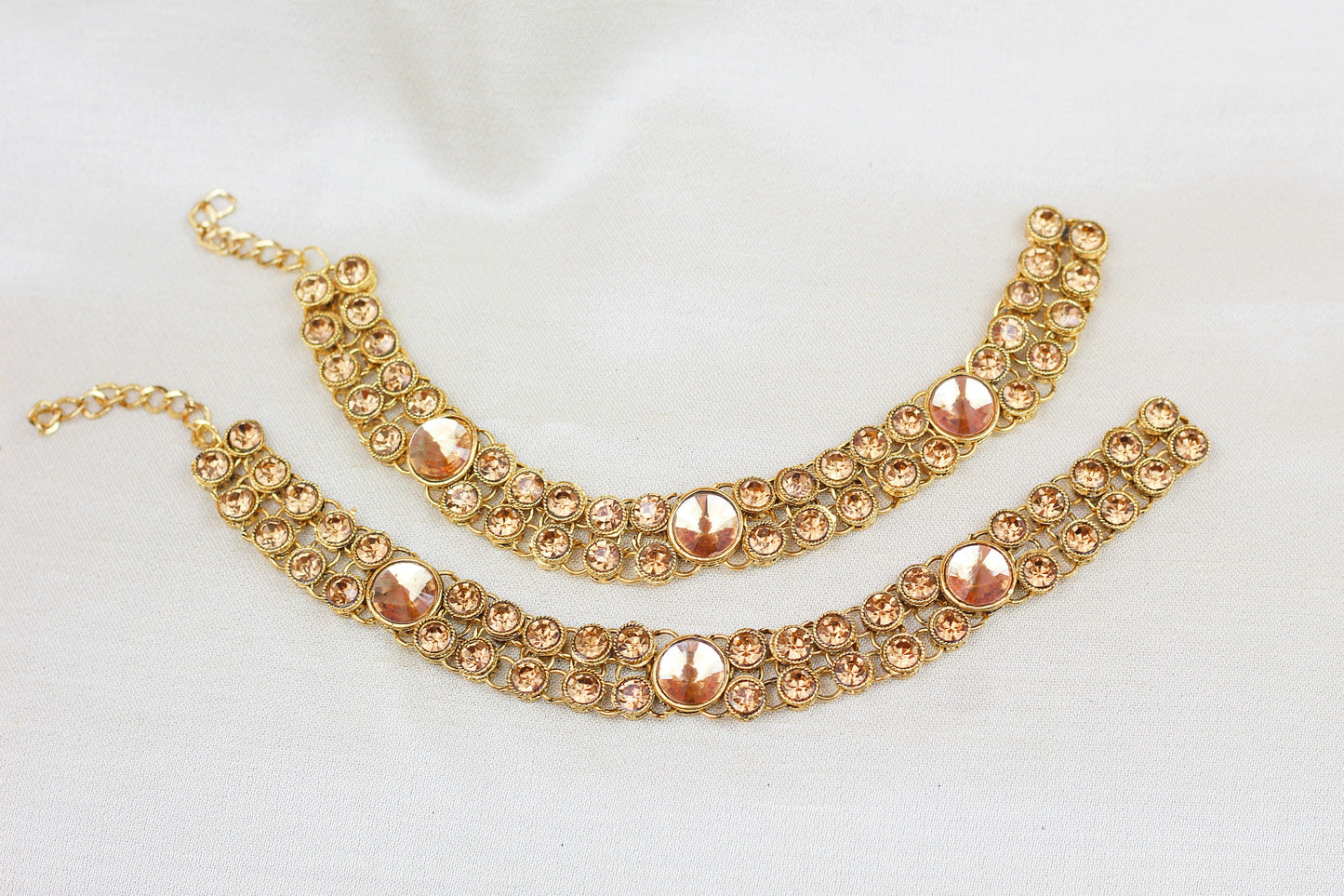 GOLD STONE WITH BIG ROUND STONE DESIGN ANKLETS