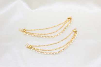 GOLD FINISH TRIPLE CHAIN WITH PEARL SAHARE