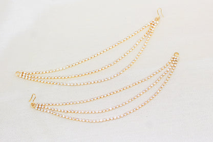 RHINE STONE TRIPLE CHAIN SAHARE