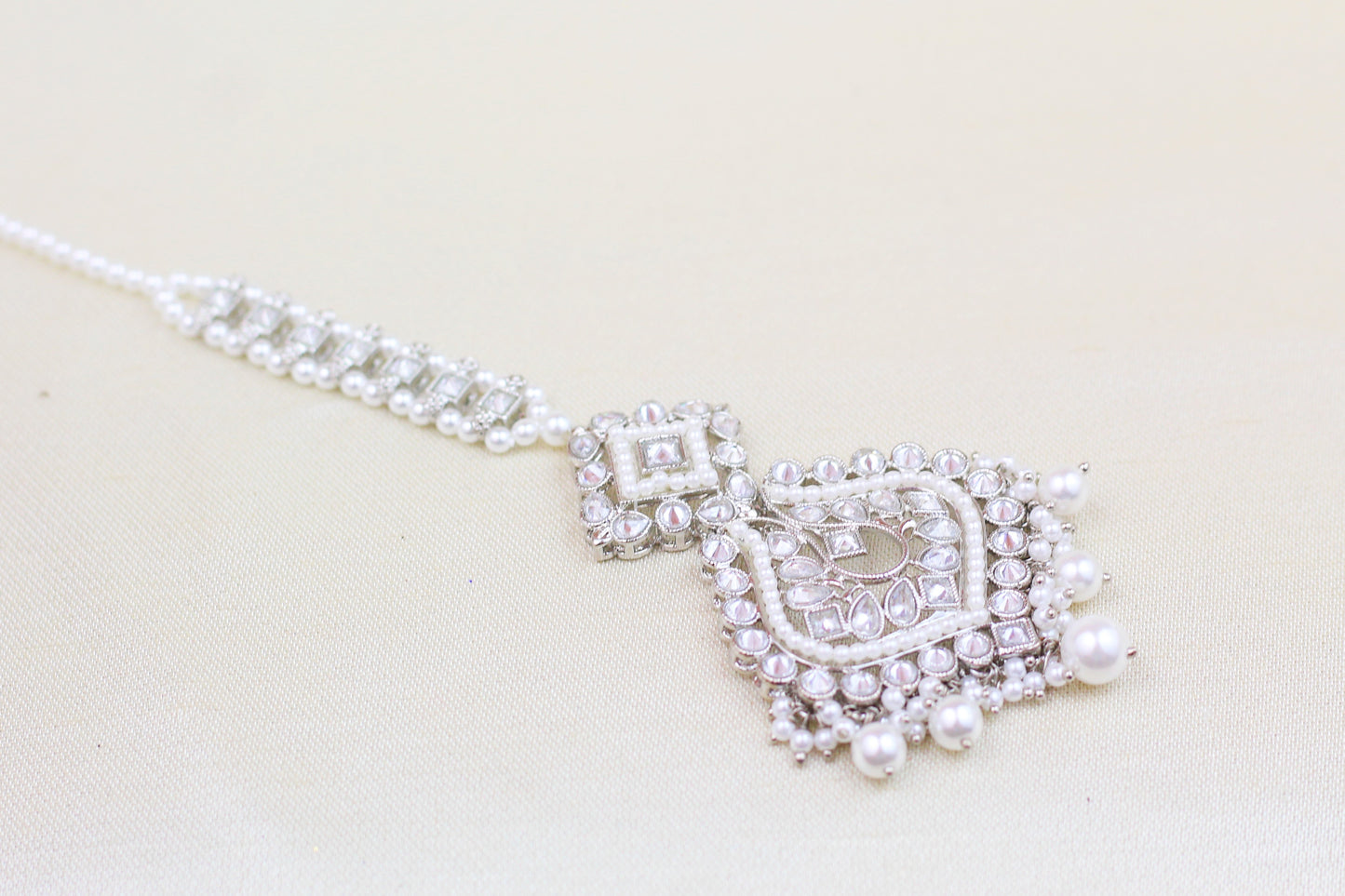 SILVER POLKI AND PEARL MAANG TIKKA