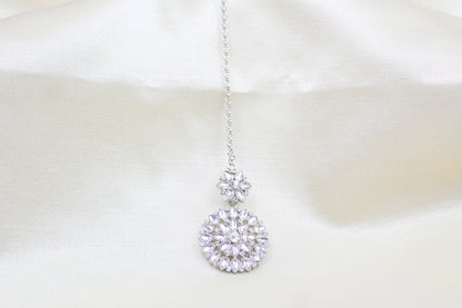 SILVER FINISH KUNDAN MAANG TIKKA