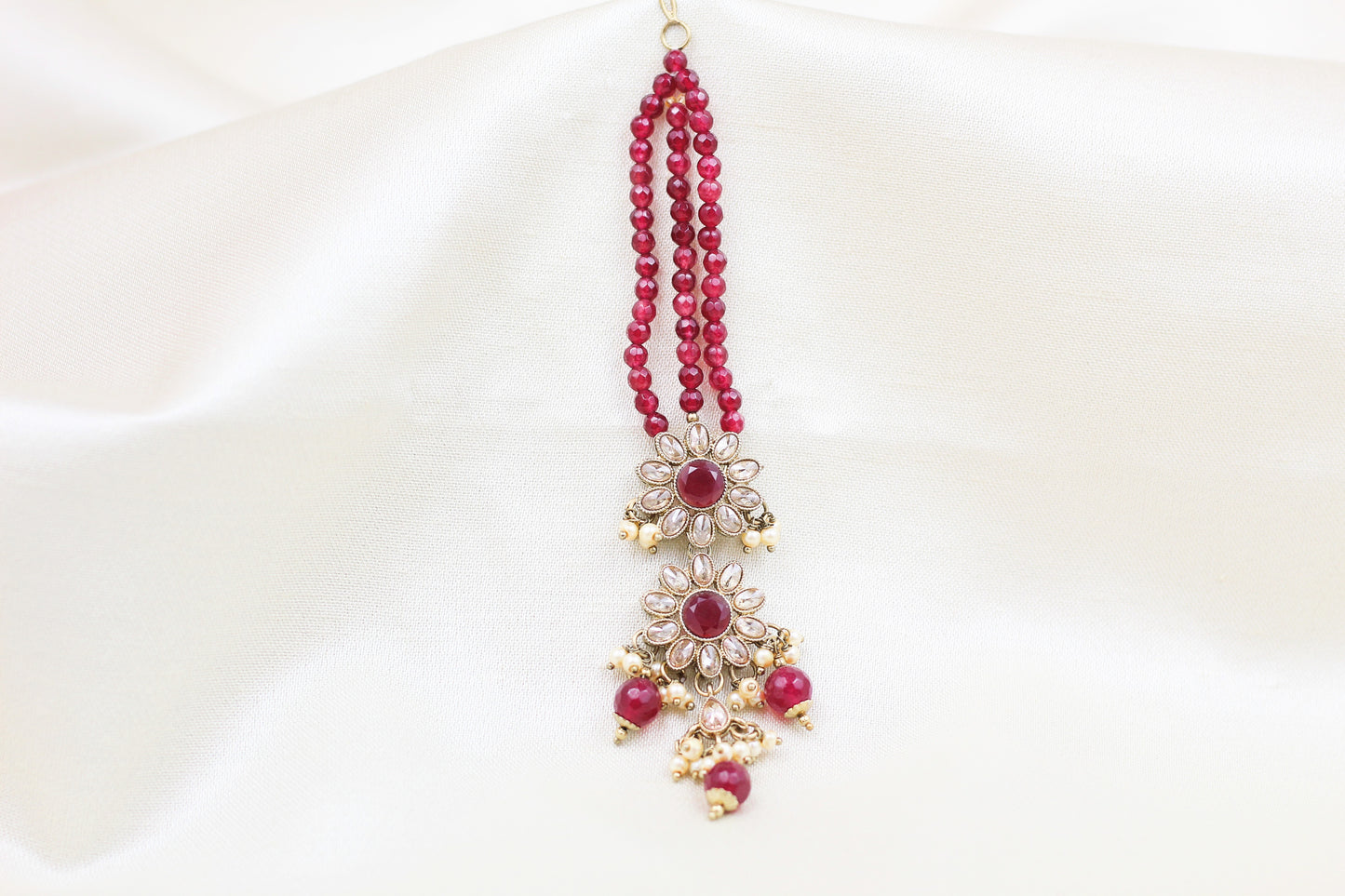POLKI WITH RUBY BEADS MAANG TIKKA