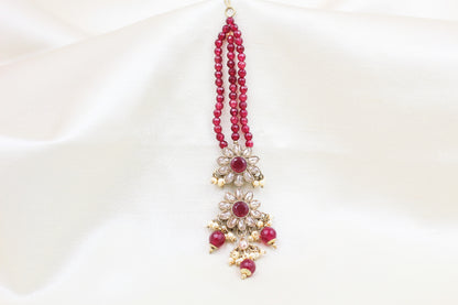 POLKI WITH RUBY BEADS MAANG TIKKA