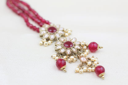 POLKI WITH RUBY BEADS MAANG TIKKA