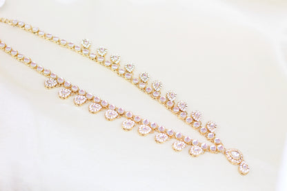 KUNDAN AND RHINE STONE WAIST BELT WITH DROPS