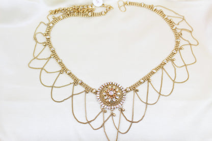 OXIDIZED AND KUNDAN WAIST BELT WITH FRILL