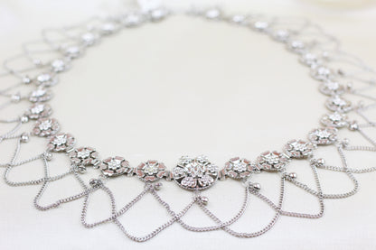 SILVER OXIDIZED WAIST BELT WITH FRILL