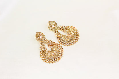 ANTIQUE GOLD POLKI CHANDBALI EARRING