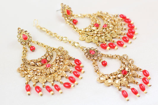 RED CHANDBALI TIKKA SET