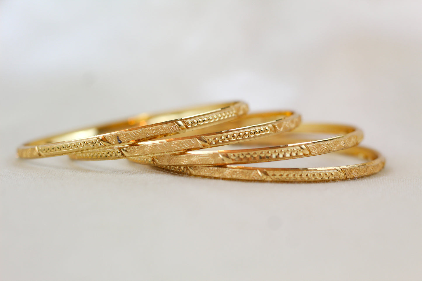 Gold Brass Bangles (set of 4)